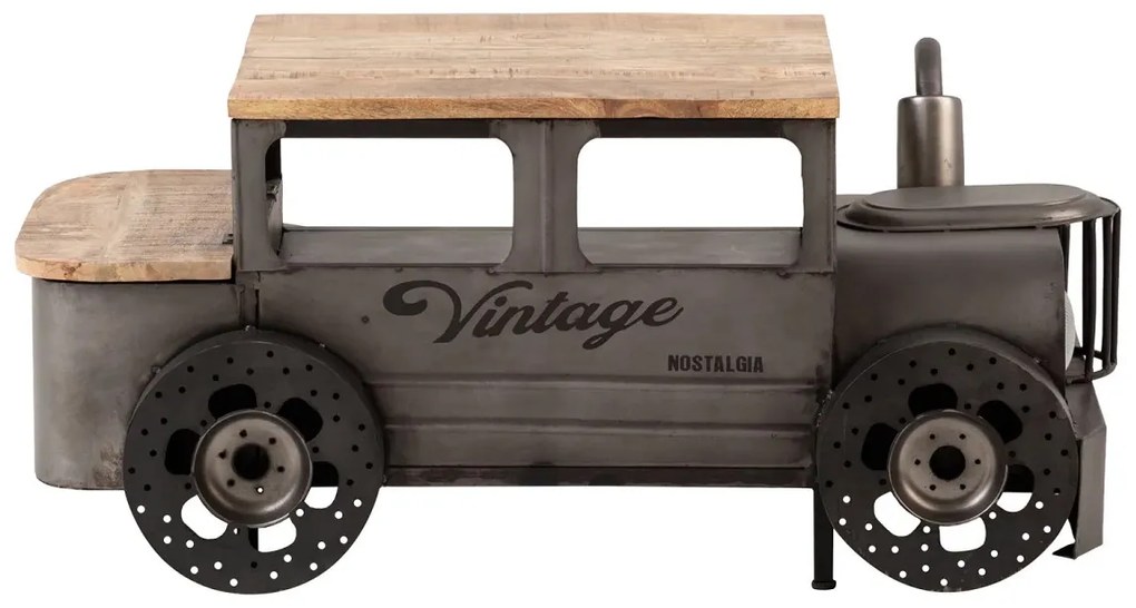 furniture-nabytek.cz - Masívny konferenčný stolík Car II z mangového dreva a kovu, lakovaný, šedý – 102×65×48 cm
