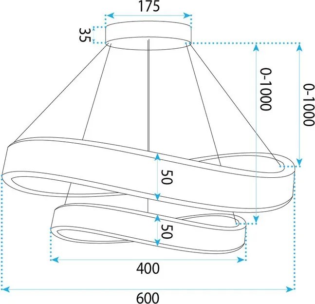 Toolight Toolight, LED závesné svietidlo, 60cm, 70W, 4000K, 5000lm SWE063-CP, zlatá lesklá, OSW-20163