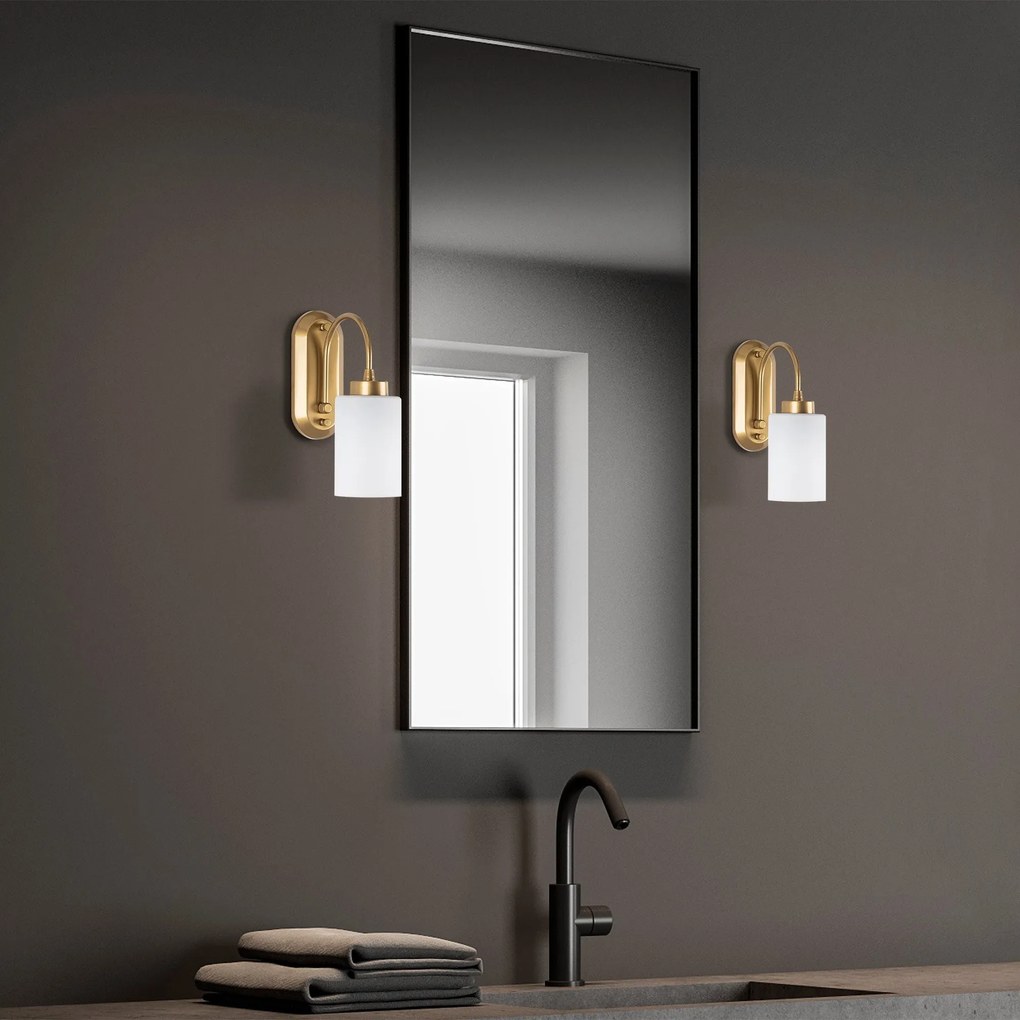 Nástěnná lampa Hemikilo mléčné sklo/zlatá