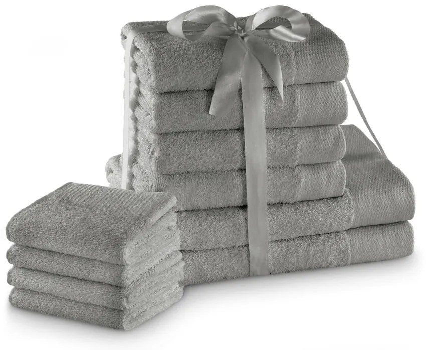 Sivé froté bavlnené uteráky a osušky v súprave 10 ks Amari – Restilo