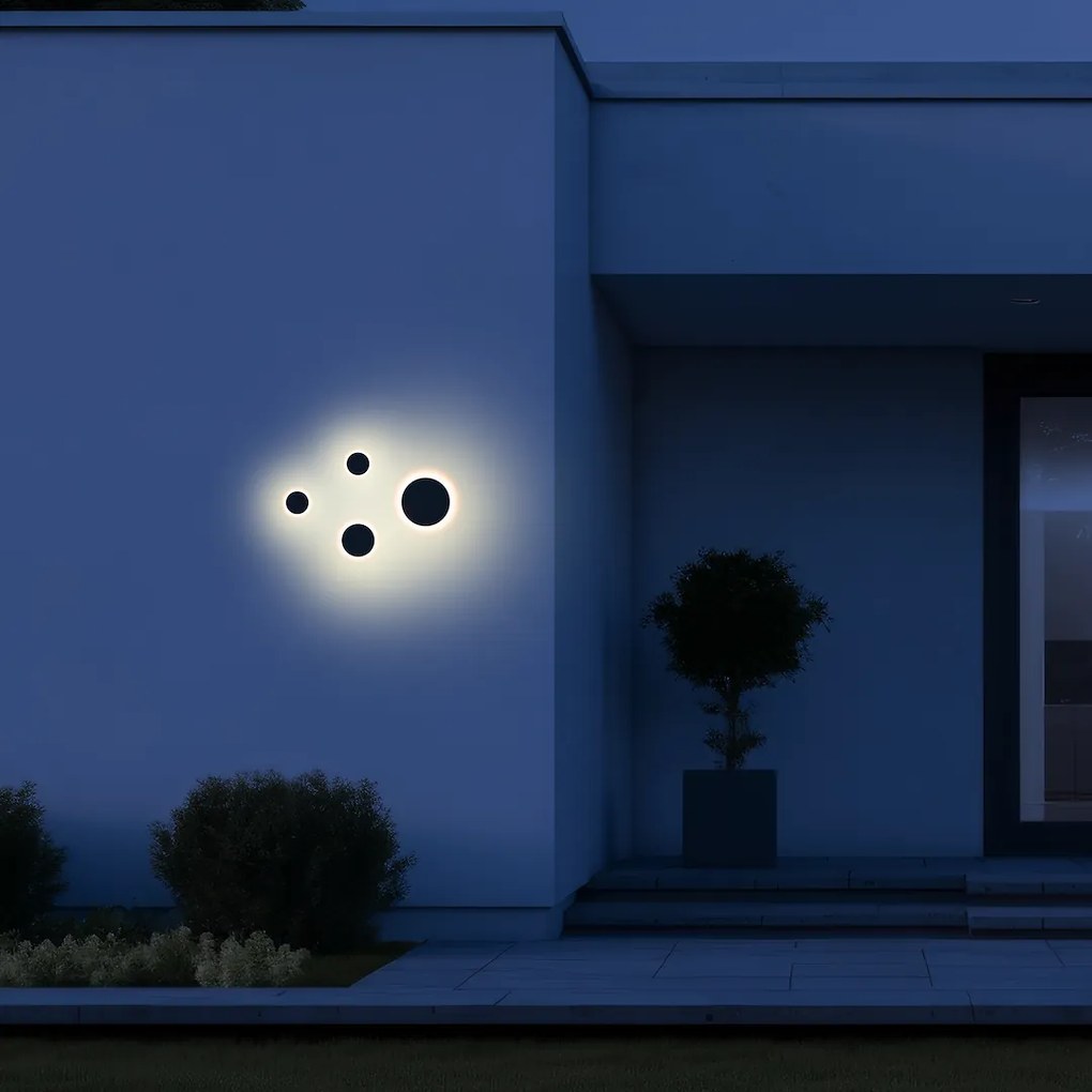 EUlight Exteriérové nástenné LED svietidlo Disk, 1x LED 18w, CCT, čierna