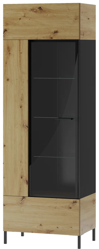 Vitrína Lorren 10 (dub artisan + čierna matná). Akcia -20%. Vlastná spoľahlivá doprava až k Vám domov. 1068164