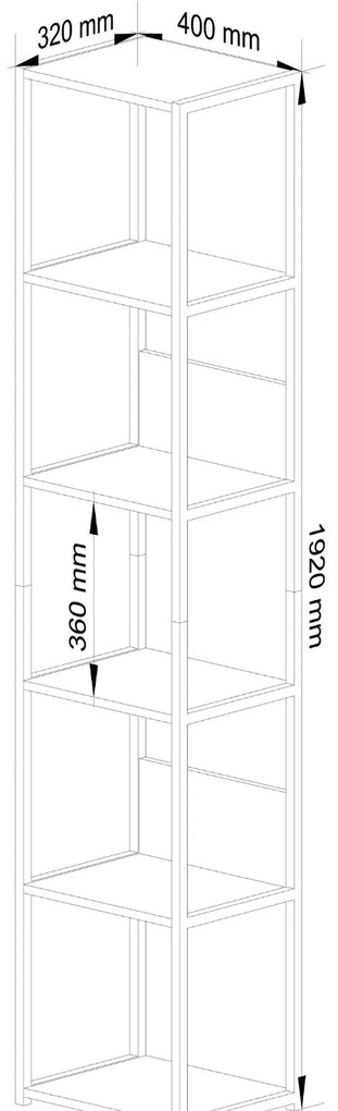 Regál PRAMONI 40x192 cm černý