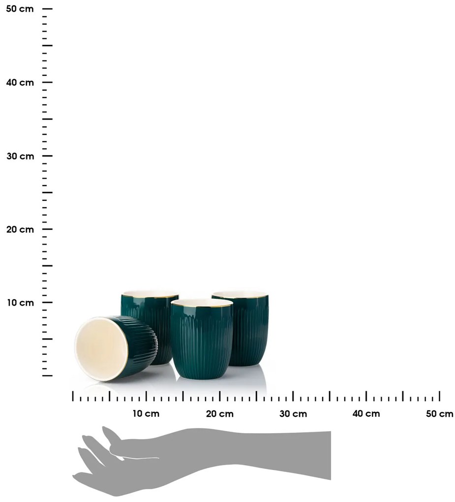 Keramický pohár s lyžičkou Kendi Green 300 ml sada 4ks