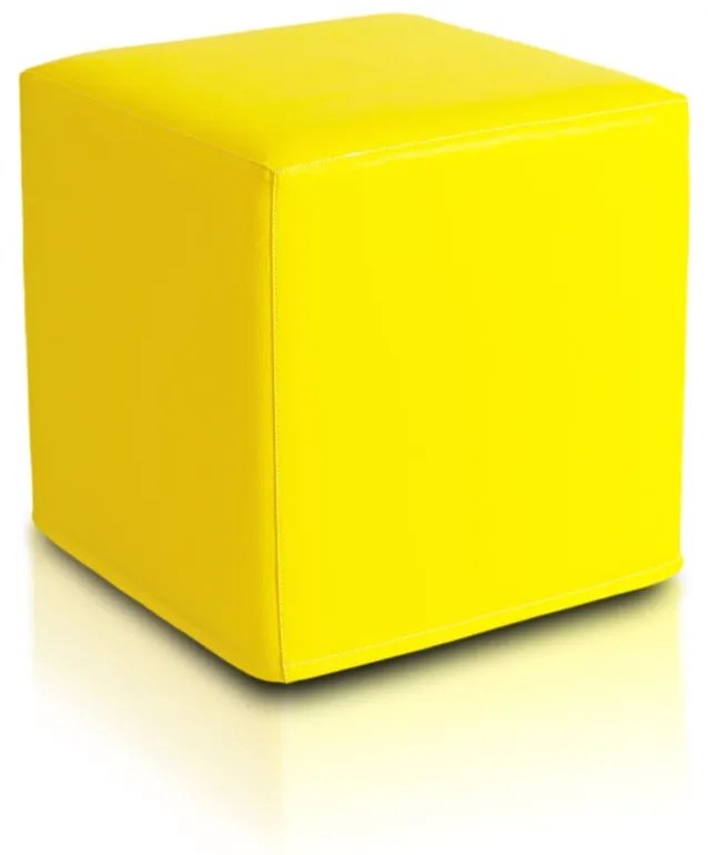 INTERMEDIC SK - Taburetka BLOCK 40x40 cm z ekokože | multifunkčný vak, podnožka, kocka Farba: E18 - Žltá - slnko (Ekokoža)