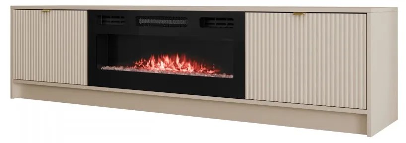 TV stolík/skrinka s krbom Razimo EF, Farby: Biely velvet