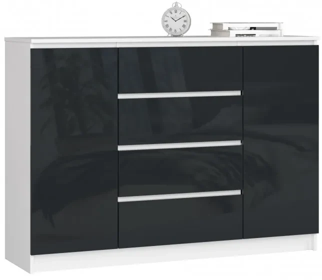 Komoda K140 2D 4SZ CLP grafitová, lesk