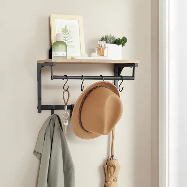 Nástenný vešiak s poličkou OSKAR LCR103B11 čierny / hnedý