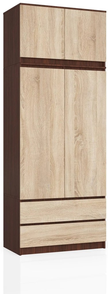 Šatníková skriňa Sagan (wenge + dub sonoma). Akcia -18%. Vlastná spoľahlivá doprava až k Vám domov. 1128808