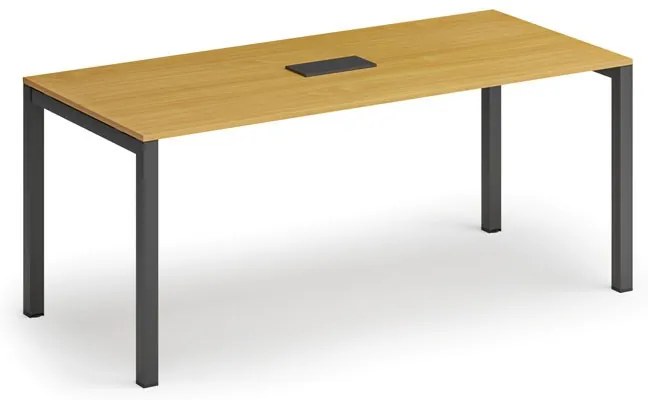 Rokovací stôl PRIMO SQUARE, 180x80 cm, buk + stolová zásuvka TYP VI, čierna