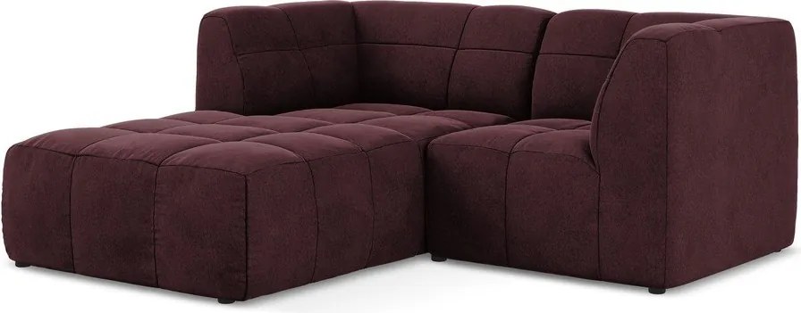 Vínovočervená zamatová rohová pohovka (ľavý roh/s leňoškou) Aloha – Makamii