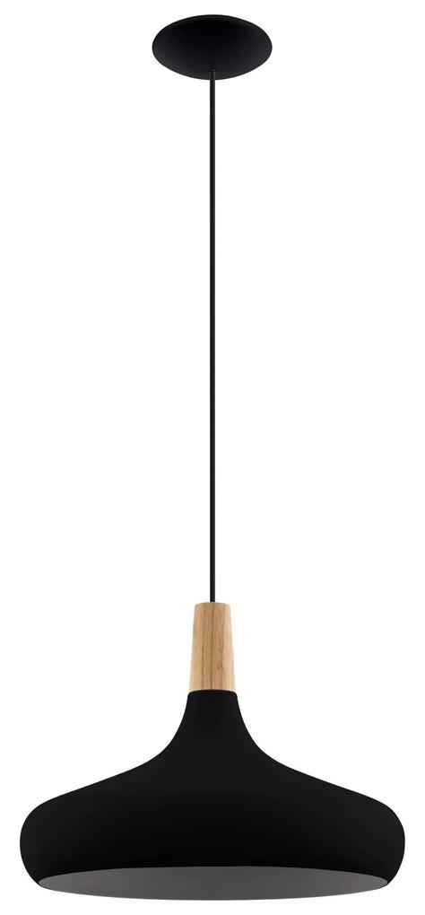 EGLO Závesné moderné osvetlenie SABINAR, 1xE27, 40W, čierne, 40cm, okrúhle