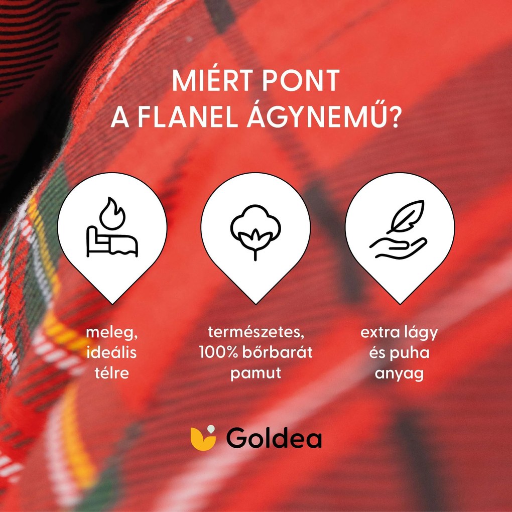 Goldea flanelové posteľné obliečky - červené káro 140 x 200 a 70 x 90 cm