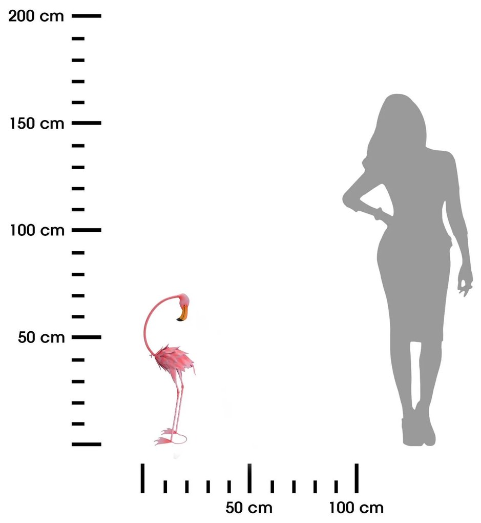 Záhradná kovová figúrka Flamingo, 70 cm, ružová