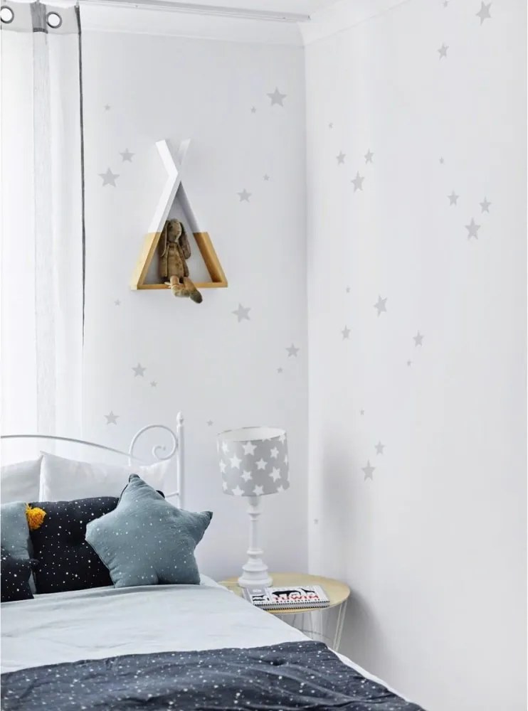 Samolepka do detskej izby sada hviezdy sivá 3-8cm