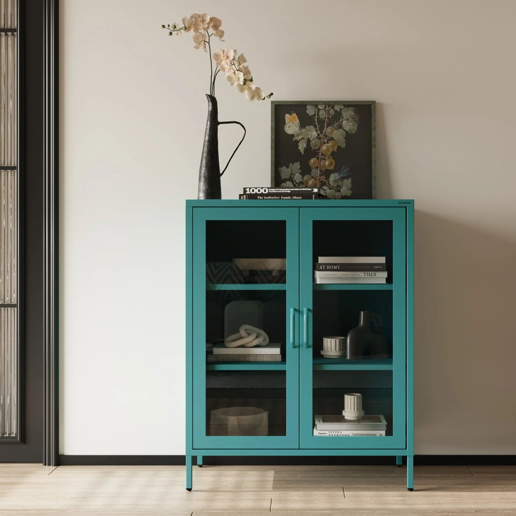 Vitrína GINA, 800 x 1015 x 400 mm, Modern: morská farba