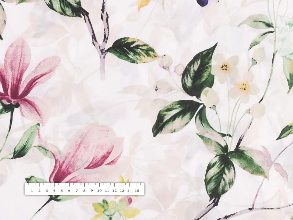 Biante Bavlnená obliečka na vankúš s lemom Sandra SA-287 Mix kvetov na bielom 35 x 45 cm