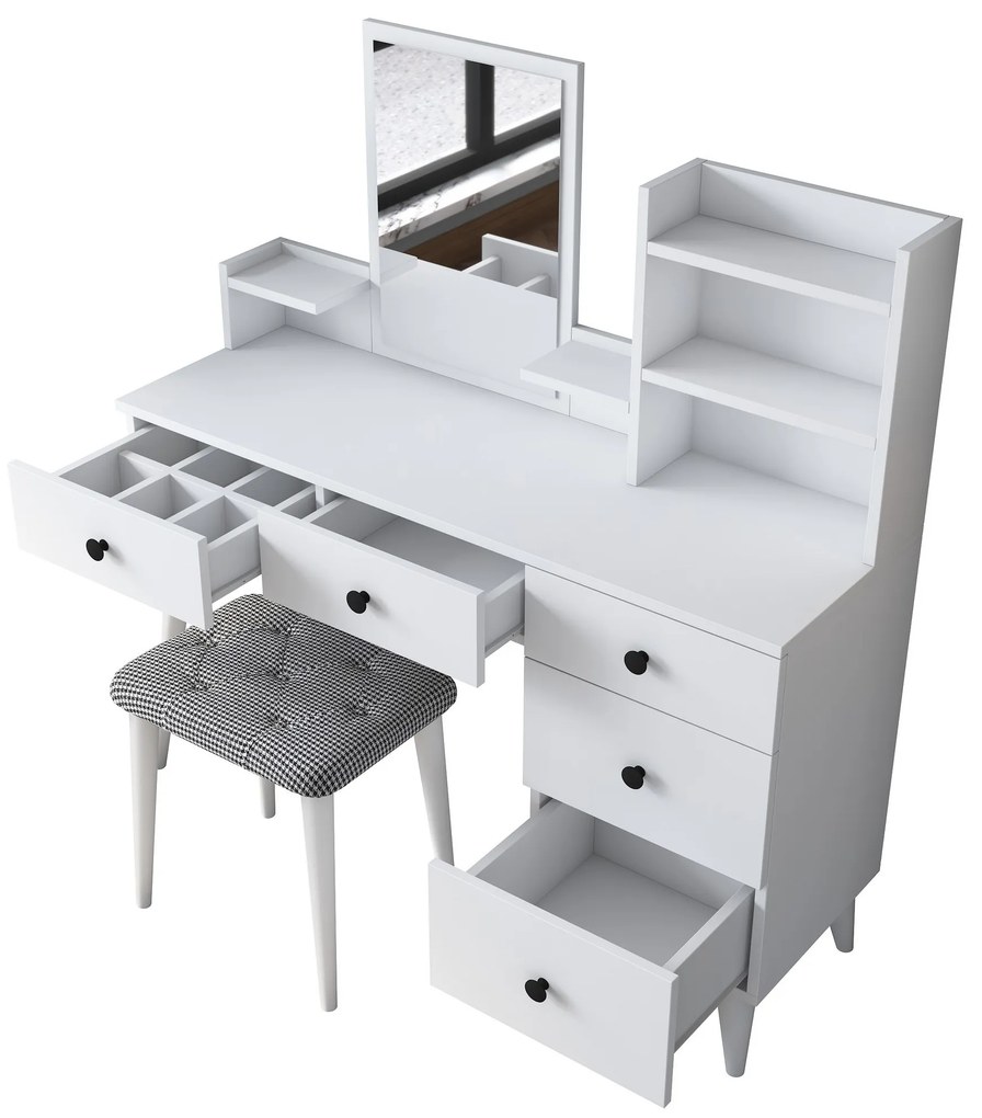 Toaletný stolík Margot 01 so stoličkou biely