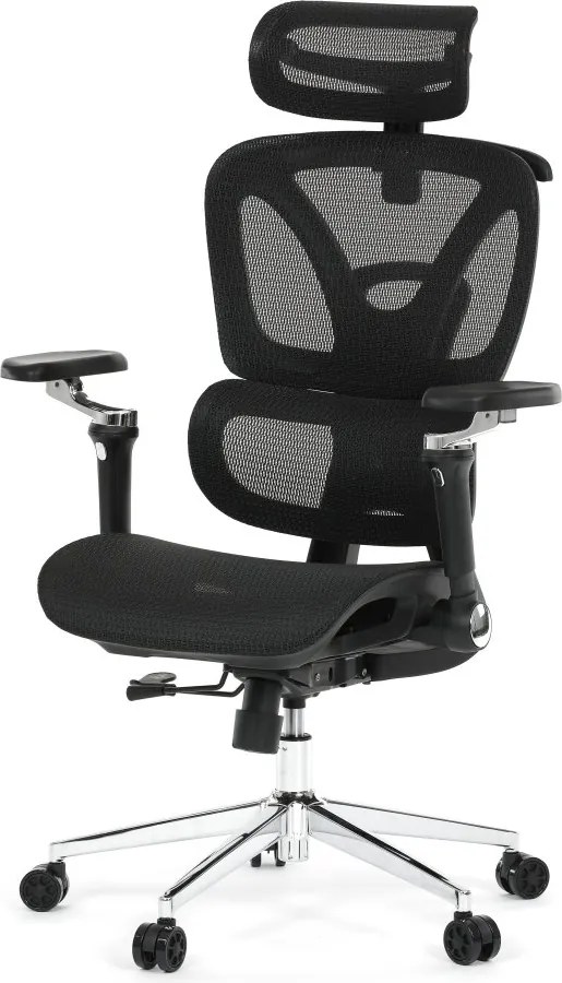 Kancelárska ergonomická stolička PORTE — sieťovina, čierna