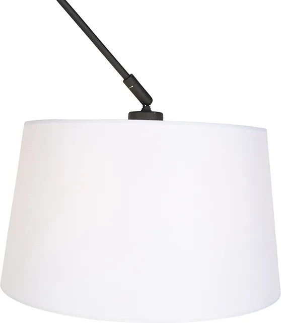 Závesné svietidlo čierne s tienidlom z ľanu biele 35 cm - Blitz