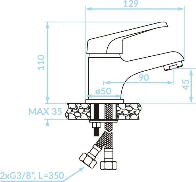 Kuchinox Grace, stojanková umývadlová batéria, chrómová, LAV-BKY_020D