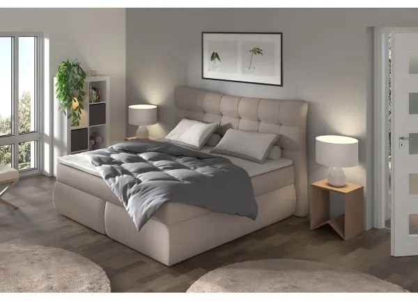 Boxspringová posteľ SOFIA 180x200 cm s matracmi a topperom béžová