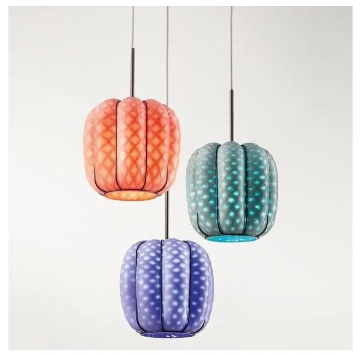 SIRU - Luster na lanku NEST 3xE27/60W/230V oranžová/modrá/zelená benátske sklo