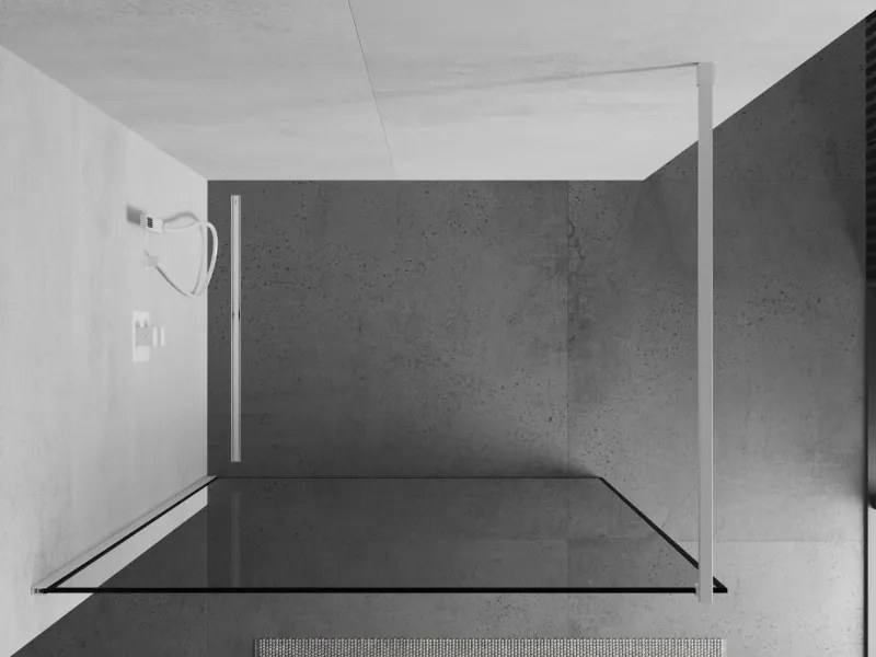 Mexen Kioto, Walk-In sprchová zástena 110 x 200 cm, 8mm sklo číre/čierny vzor, biely profil, 800-110-101-20-70