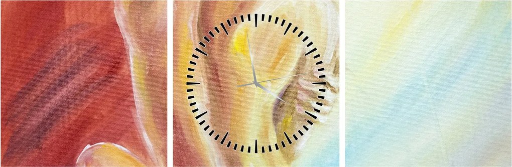 Obraz odpočívajúce ženy, olejomaľba (s hodinami) (90x30 cm)