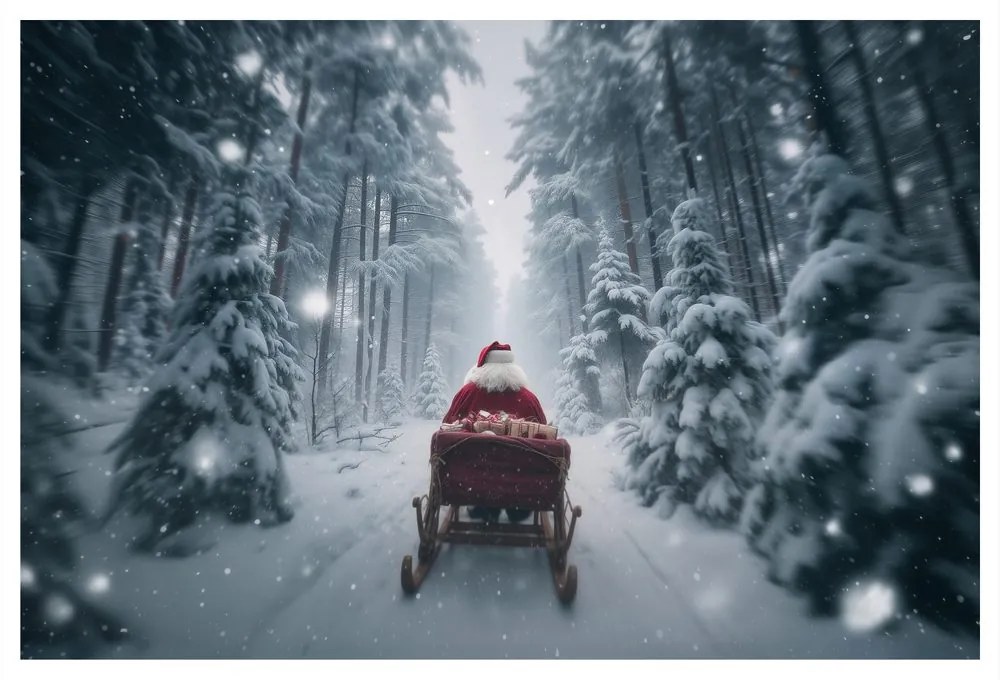 Obraz santova vianočná cesta lesom