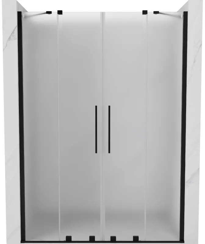 Mexen Velar Duo, posuvné sprchové dvere do otvoru 140 cm, 8mm sklo námraza, čierna matná, 871-140-000-32-70