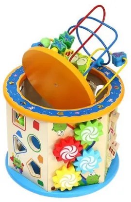 Iso Trade Motorická drevená kocka s bludiskom 8v1 - K7711