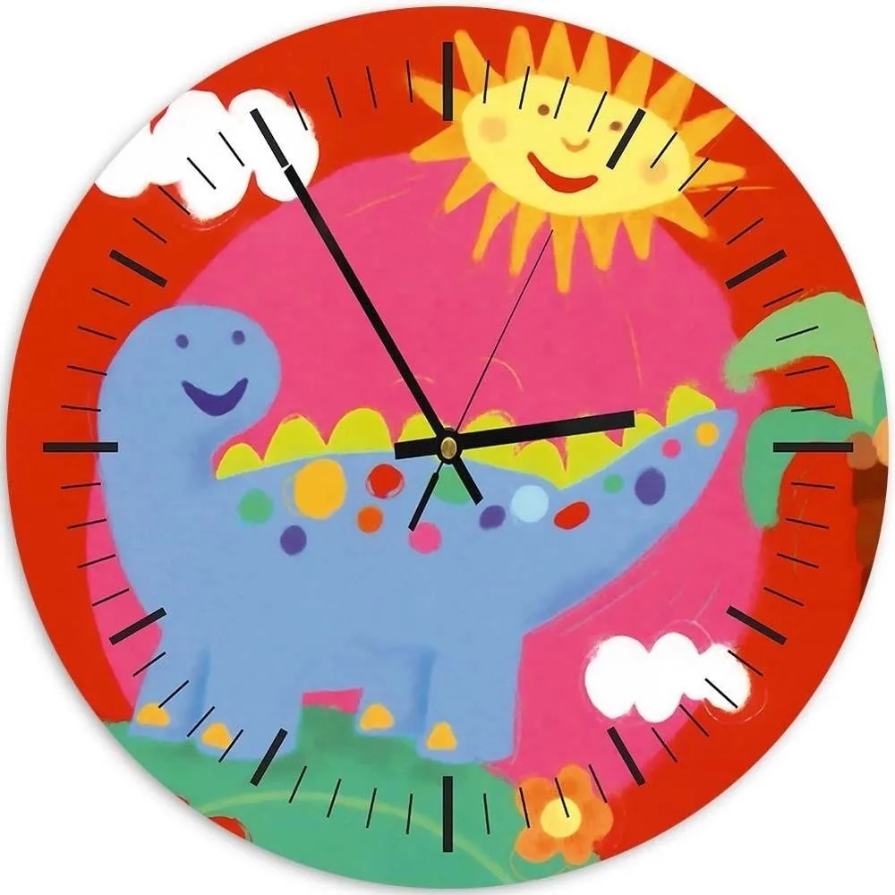 Gario Hodiny na stenu Dinosaurus a slnko Rozmery: 60 x 60 cm