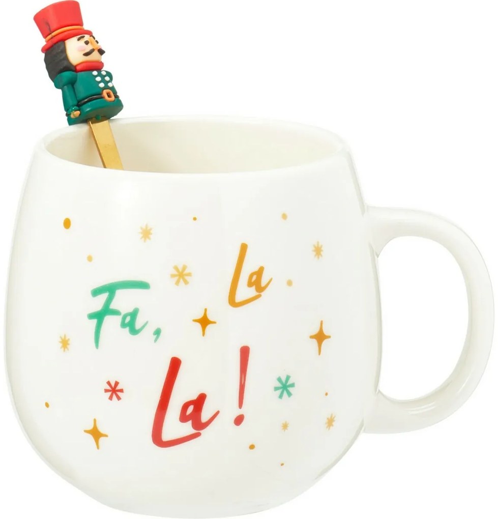 Vianočný porcelánový hrnček s lyžičkou Luskáčik 550 ml