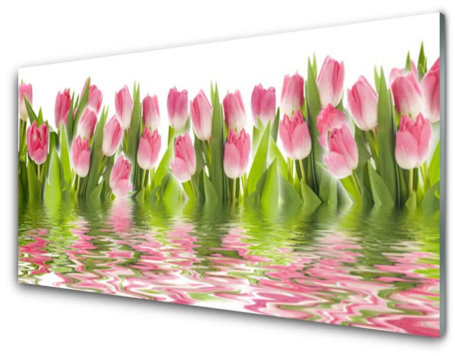 Sklenený obklad Do kuchyne Tulipány rastlina príroda 120x60 cm