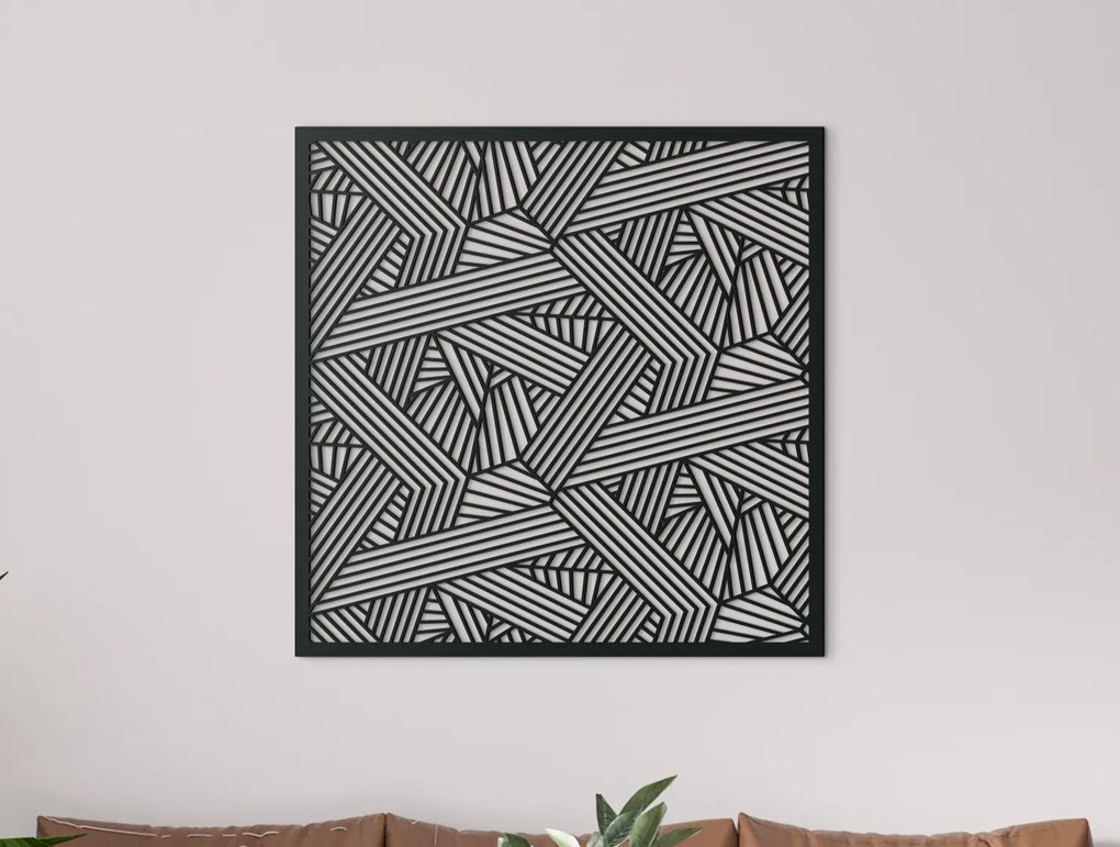 drevko Abstraktný obraz na stenu Pásy Rozmer obrazu: 32,5 x 32,5 cm, Farba dekorácie: Čierna