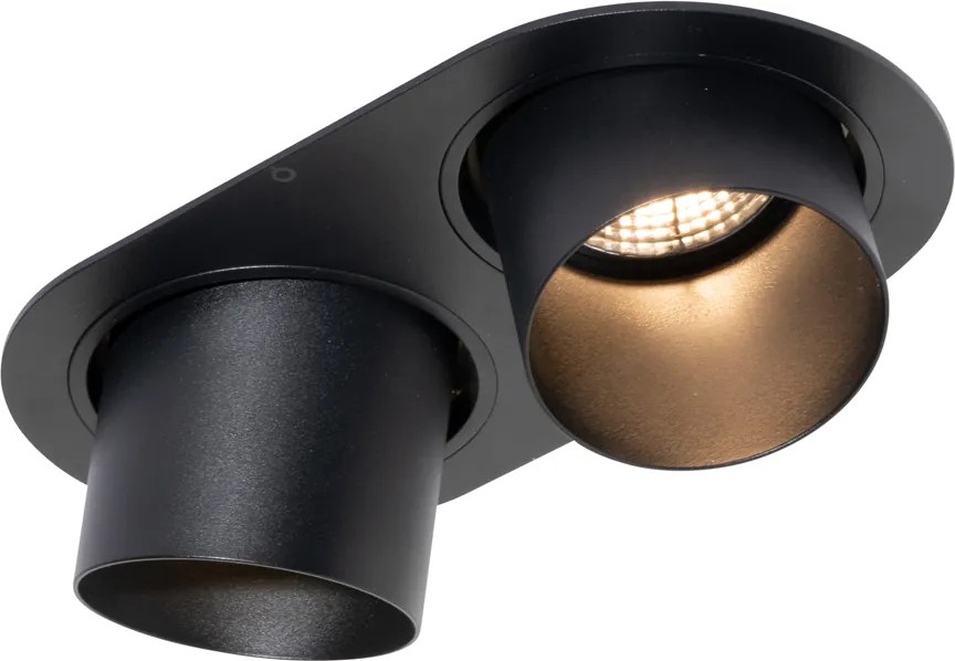 Okrúhle zapustené bodové svetlo čierne GU10 70 mm výkyvné 2-svetlo - Installa