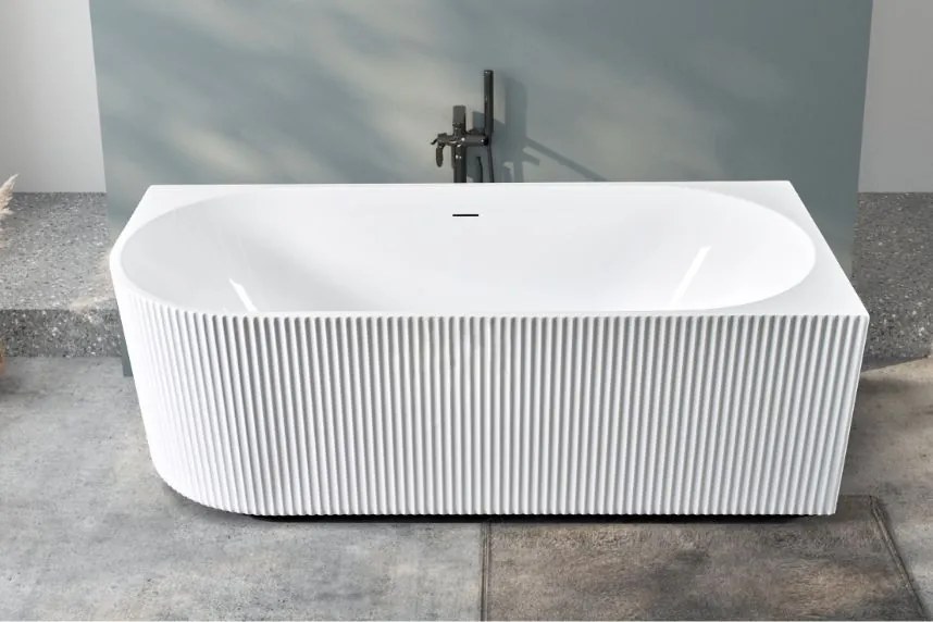 Erga Marina, rohová voľne stojaca vaňa 150x75 cm + odtoková zátka, pravá, biela lesklá, ERG-MARINA-150075R-WH-WH