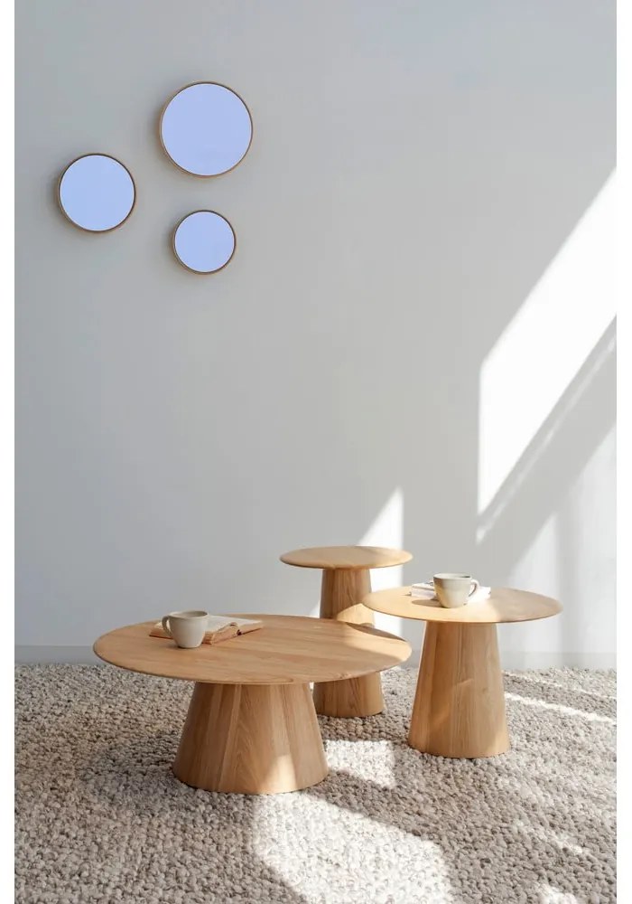 Okrúhly odkladací stolík z dubového dreva ø 55 cm Mushroom – Gazzda