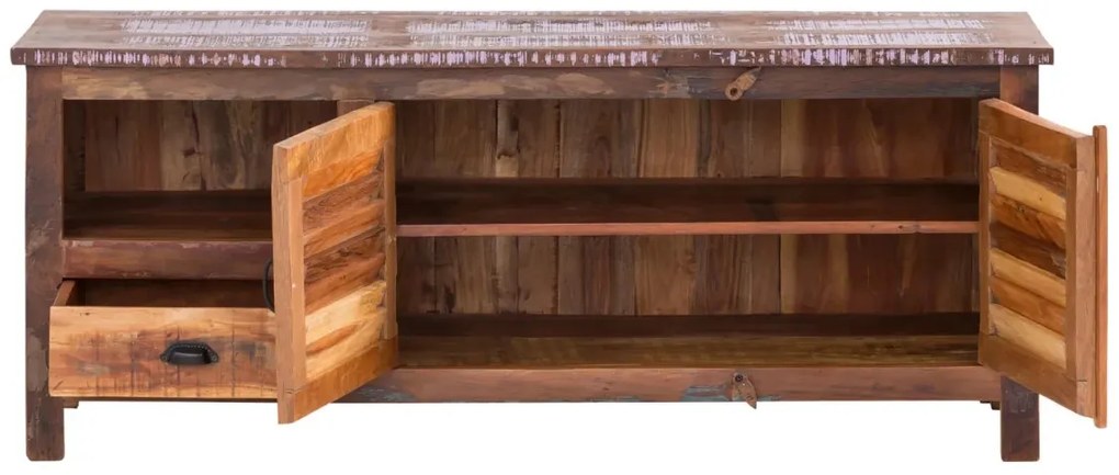 furniture-nabytek.cz - Masivní TV stolek Wakefield z recyklovaného dřeva, lakovaný, vícebarevný – 150×50×60 cm