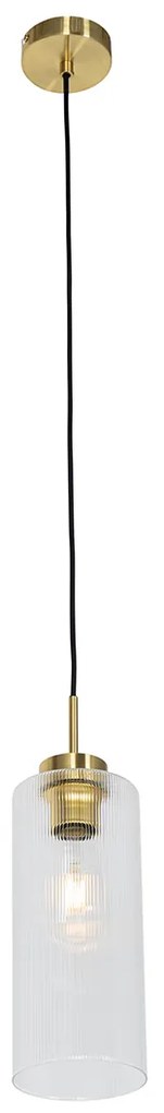 Art Deco závesné svietidlo zlaté so sklom - Laura