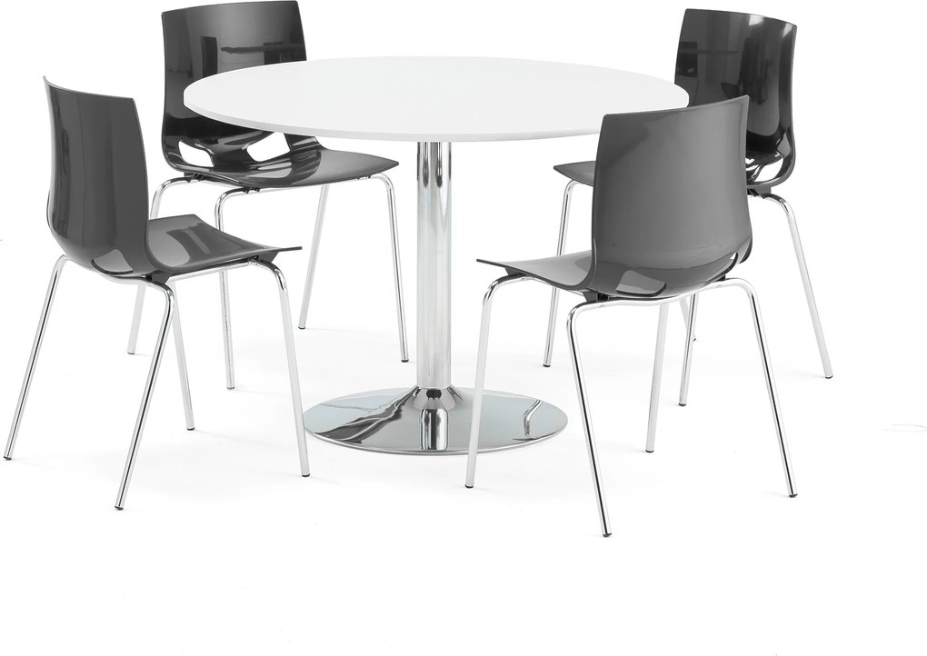 Jedálenská zostava: Stôl Lily + 4 stoličky Juno, antracitové