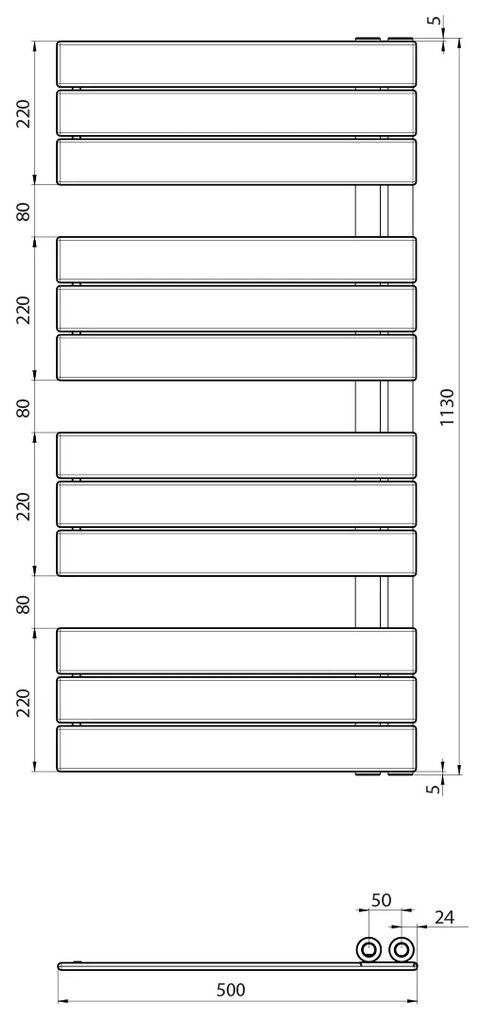 Aqualine Aqualine, MYTHOS vykurovacie teleso 500x1130 mm, biela, LLM511W