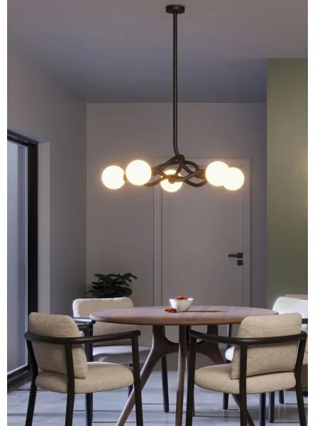 Redo 01-3259 - Luster na tyči CONFUSIO 5xE14/28W/230V, priemer 96 cm, čierny