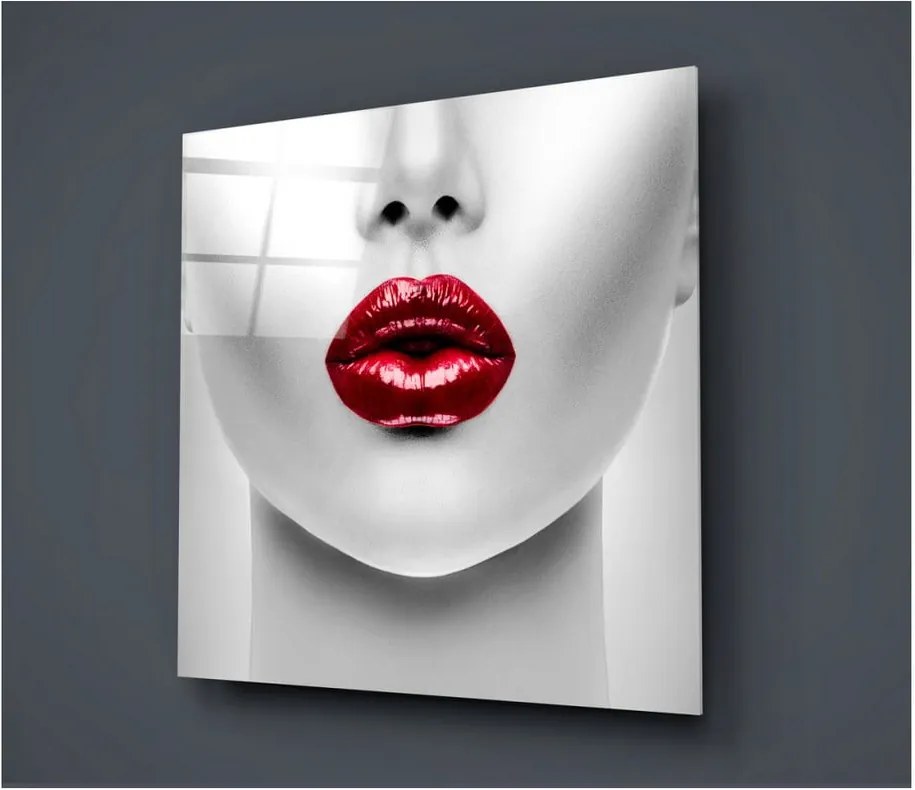 Sklenený obraz Insigne Lips Rojo, 50 × 50 cm
