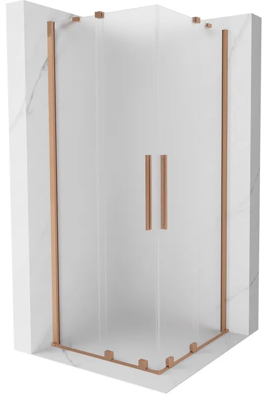 Mexen Velar Duo, sprchový kút s posuvnými dverami 100 x 100 cm, 8mm sklo námraza, medená matná, 871-100-100-32-65