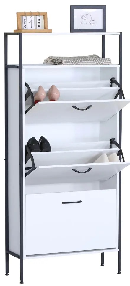 Botník TREDIS, 3 poschodia, biela