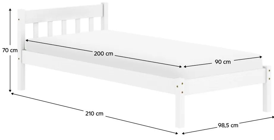 Jednolôžková posteľ 90x200 cm Malil (biela). Vlastná spoľahlivá doprava až k Vám domov. 1119523