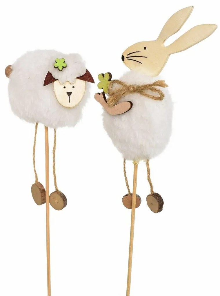 Sada zápichov plyšový zajačik a ovečka, 2 ks, v. 34 cm