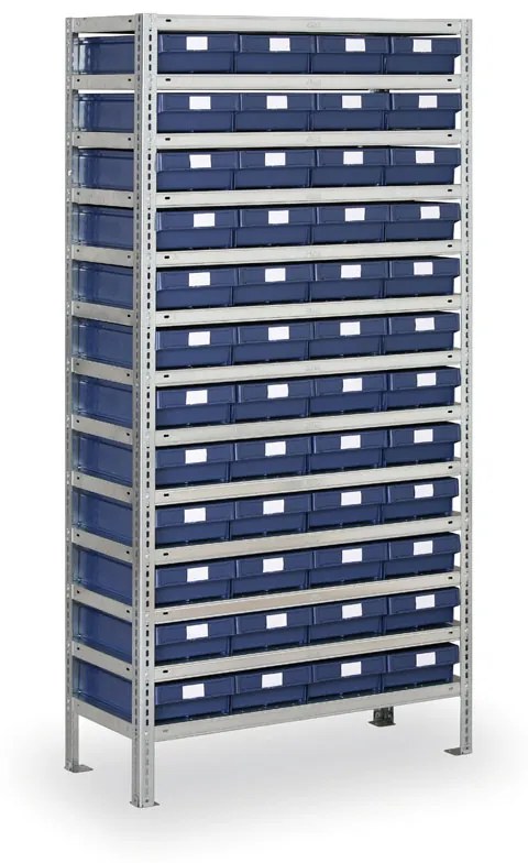 Regál s plastovými boxmi MAX - 2000 x 400 x 1000 mm, 48x box E